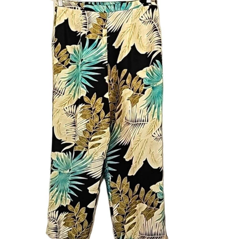 Silkland Women's Sz 10 100% Silk Tropical Floral Capri Pant